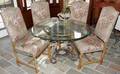 022035 IRON  BEVELED GLASS TABLE  HENREDON CHAIRS