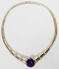 022048 AMETHYST DIAMOND  GOLD NECKLACE