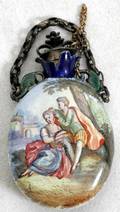 021039 FRENCH ENAMEL SCENT BOTTLE 19TH C L2