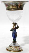 021002 VIENNESE ENAMEL  ROCK CRYSTAL CHALICE BY RL