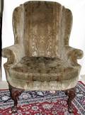 012031 CENTURY QUEEN ANNE MAHOGANY WINGBACK ARM CHAIR