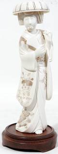 012055 JAPANESE GILT  CARVED IVORY STANDING FEMALE