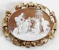 011014 14K GOLD  SHELL CAMEO BROOCH SIGNED LAMONT