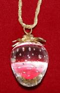 011032 STEUBEN GLASS STRAWBERRY PENDANT W NECK CHAIN
