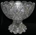 011023 BRILLIANT PERIOD CUT GLASS PUNCH BOWL ON STAND