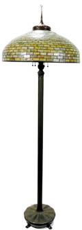 122018 TIFFANY LEADED GLASS  BRONZE FLOOR LAMP 379