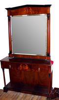 121025 NEOCLASSICAL STYLE MAHOGANY CONSOLE  MIRROR