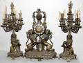 121057 FRENCH BRONZE CLOCK GARNITURE EARLY 20TH C