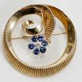 120063 14K GOLD SAPPHIRE  DIAMOND CIRCULAR PIN