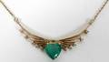 120046 COLOMBIAN EMERALD DIAMOND  GOLD NECKLACE 18