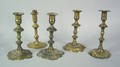 Pair of Queen Anne brass candlesticks mid 18th c