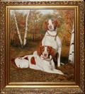 112053 CSABA KISS OIL ON CANVAS BRITTANY SPANIELS