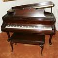 111011 BALDWIN CARVED MAHOGANY BABY GRAND PIANO