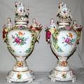 111009 DRESDEN PORCELAIN URNS C1930 PAIR