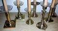 111030 ANTIQUE BRASS CANDLESTICKS SEVEN H59
