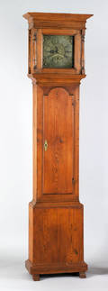 Philadelphia Queen Anne yellow pine tall case clock mid 18th c
