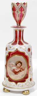 111001 BRISTOLOVERLAY GLASS BOTTLE 19TH C