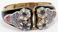110014 14K GOLD ENAMEL SAPPHIRE  DIAMOND BRACELET