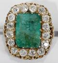 110013 ANTIQUE EMERALD  DIAMOND GOLD RING