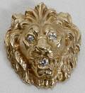 110035 GOLD LION PENDANT WDIAMOND EYES  MOUTH