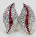 110023 18K YELLOW GOLD DIAMOND  RUBY EARRINGS