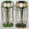 071062 BRISTOL EMERALDOVERLAY GLASS LUSTERS C1880