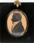 091099 GOUACHE  INK SILHOUETTE GENTLEMAN C1850