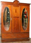 090073 ANTIQUE ENGLISH MAHOGANY INLAID ARMOIRE H80