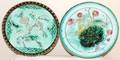 081142 ENGLISH MAJOLICA POTTERY PLATES C1870 TWO