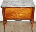 081126 LOUIS XV STYLE WALNUT  MARBLETOP COMMODE