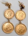 081102 GOLD PENDANT EARRINGS WUS GOLD COINS