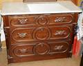 071115 VICTORIAN WALNUT CHEST OF DRAWERS WMARBLE