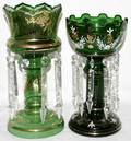 071089 BOHEMIAN EMERALD CRYSTAL LUSTERS C1950