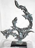 060064 SPI BRONZE SCULPTURE OF DOLPHINS H28 L215