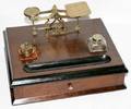 051088 ENGLISH MAHOGANY INK STANDSCALE 20TH C