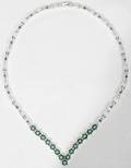 050081 STERLING SILVER DIAMOND  EMERALD NECKLACE