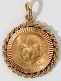 091164 MEXICAN CINCO PESOS GOLD COIN PENDANT 1955