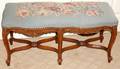 061110 LOUIS XV STYLE WALNUT  NEEDLEPOINT BENCH