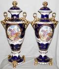 051120 LIMOGES PORCELAIN MANTEL URNS WGOLD LEAF