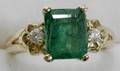 050087 14K YELLOW GOLD 23CT EMERALD  DIAMOND RING