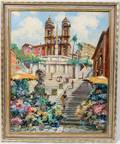 081205 ITALIAN OIL ON CANVAS SPANISH STEPS ROME