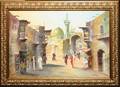 072076 QAIS ALSINDY OIL ON CANVAS VILLAGE SCENE