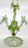 071173 VICTORIAN OPALESCENT GREEN GLASS EPERGNE