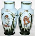 071155 ENGLISH VICTORIAN BLUE BRISTOL GLASS VASES