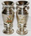 071153 VICTORIAN HANDPAINTED MERCURY GLASS VASES