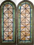 060109 LEADED GLASS WINDOWS PAIR 62x233