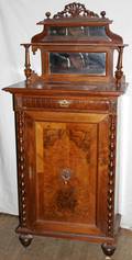 051163 VICTORIAN WALNUT  BURL WALNUT CURIO CABINET