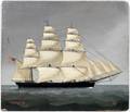 050129 JB OIL ON PANEL THREEMAST CLIPPER SHIP