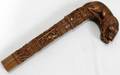 050103 ANTIQUE CARVED WOOD CANE HANDLE RESTING LION
