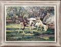 042069 GERMAN SIGNED OIL ON CANVAS BARNYARD SCENE